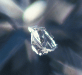 Magnified image of a knot inclusion in a diamond Magnified image of a knot inclusion in a diamond.