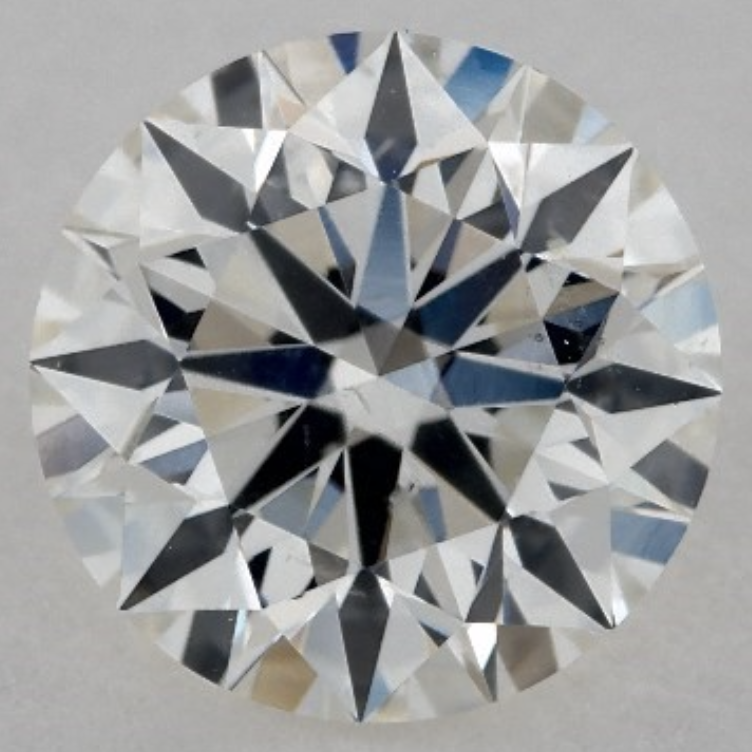 SI1 clarity round diamond with light inclusions positioned near the edges and no visible flaws under the table