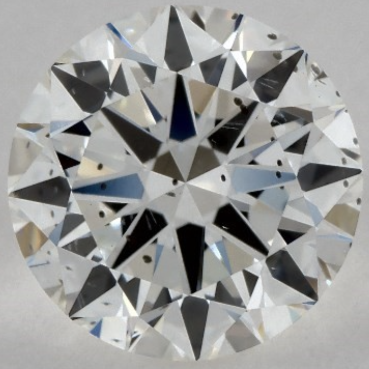 SI1 diamond with multiple dark inclusions including visible black crystals under the table
