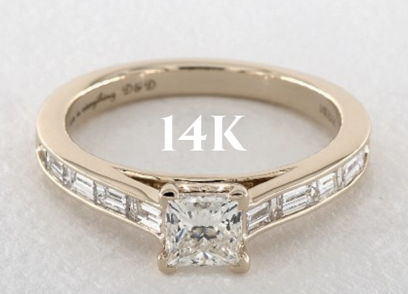 14K Yellow Gold Baguette Diamond Engagement Ring 14K Yellow Gold Baguette Diamond Engagement Ring