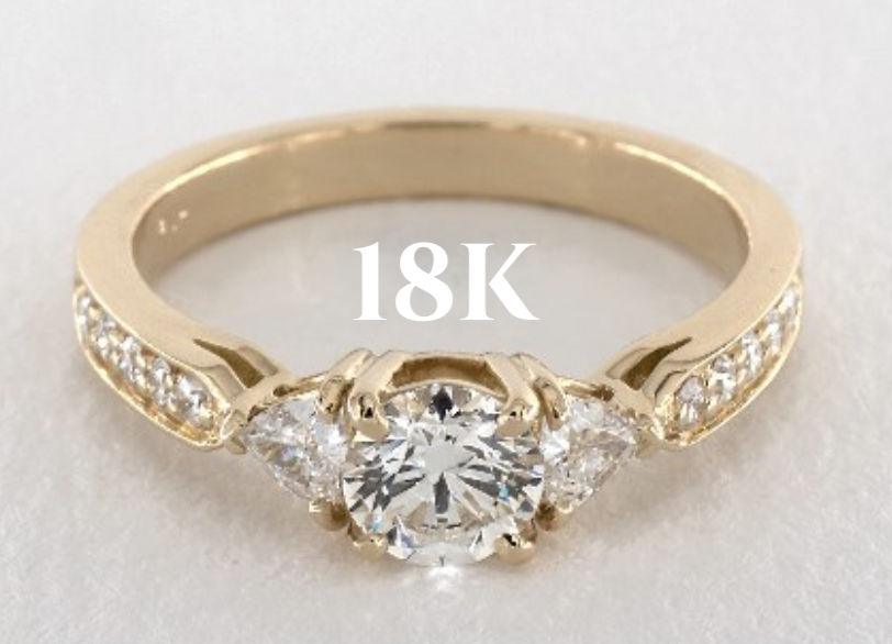 18K Yellow Gold Three Stone Pavé Diamond Engagement Ring 18K Yellow Gold Three Stone Pavé Diamond Engagement Ring