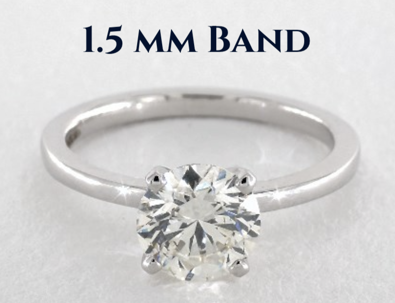 1.5 mm Solitaire Ring Band Solitaire engagement ring with 1.5 mm thin band and 1.01 carat round diamond