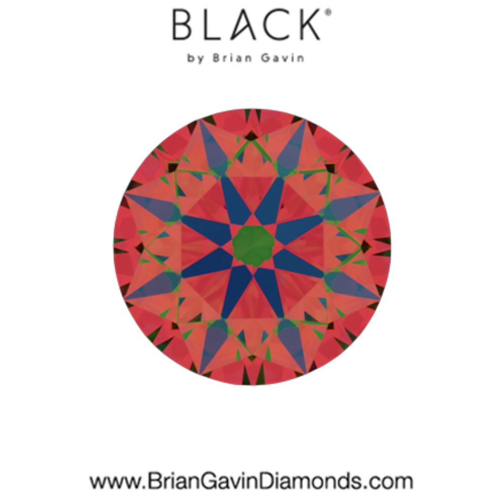 ASET image of a Brian Gavin Black diamond showing balanced light performance on a white background.