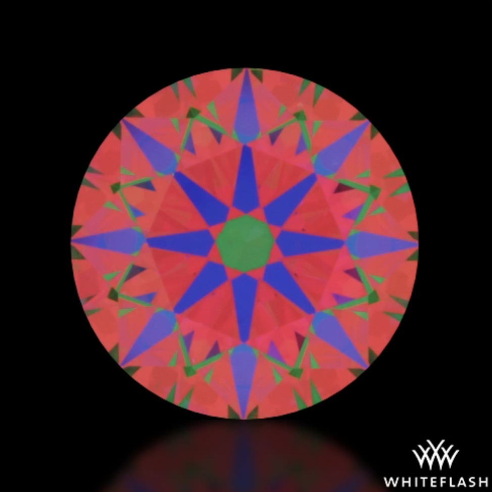 ASET image of a Whiteflash A CUT ABOVE diamond showing strong brightness and clean contrast under a black background.