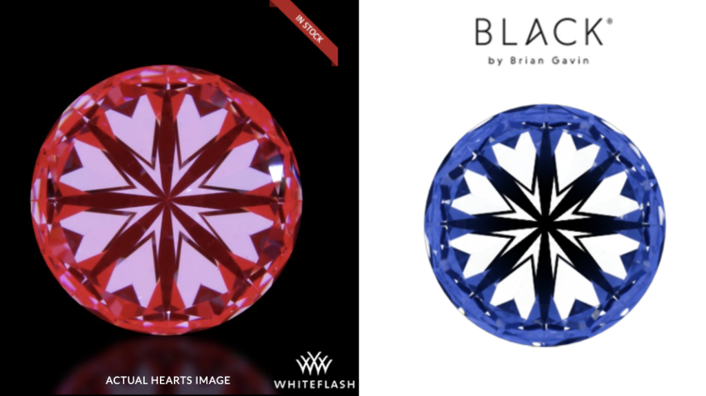 Whiteflash A Cut Above vs Black by Brian Gavin Hearts Image Comparison